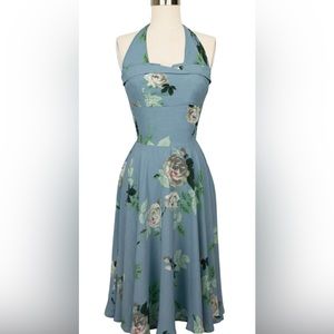Trashy Diva French Blue Roses Trixie Halter Dress